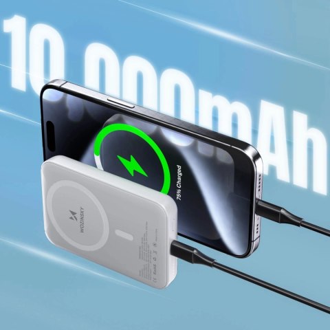 Powerbank magnetyczny Wozinsky WRW349YWS 10 000 mAh - biały Powerbank magnetyczny Wozinsky WRW349YWS 10 000 mAh - biały