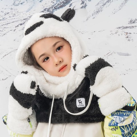 Rękawice narciarskie Qunature Panda dla dzieci i dorosłych rozmiar S - czarne/białe Rękawice narciarskie Qunature Panda dla dzieci i dorosłych rozmiar S - czarne/białe