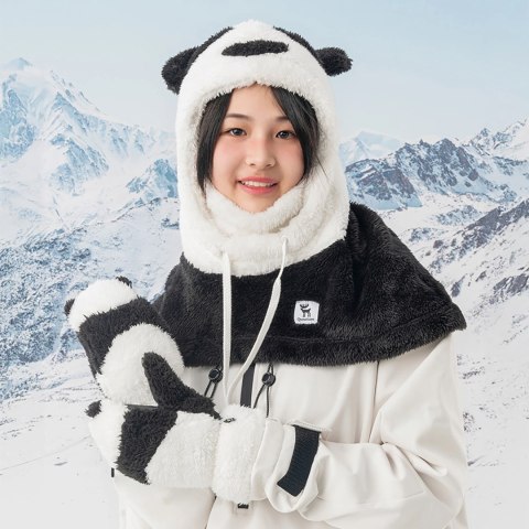 Rękawice narciarskie Qunature Panda dla dzieci i dorosłych rozmiar S - czarne/białe Rękawice narciarskie Qunature Panda dla dzieci i dorosłych rozmiar S - czarne/białe