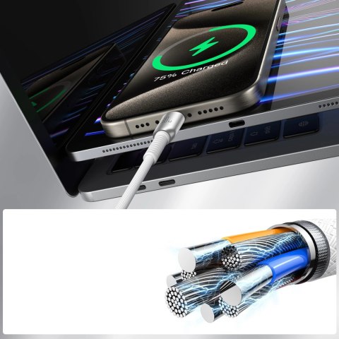 Kabel Joyroom S-A51 Cutting-Edge Series 60W USB-C - USB-C 1,2m - jasnoszary Kabel Joyroom S-A51 Cutting-Edge Series 60W USB-C - USB-C 1,2m - jasnoszary