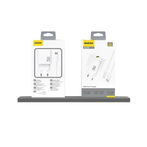 Ładowarka Dudao A27S 25W GaN USB-A - biała Ładowarka Dudao A27S 25W GaN USB-A - biała
