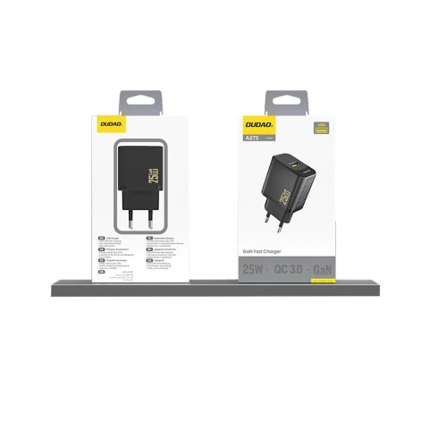 Ładowarka Dudao A27S 25W GaN USB-A - czarna Ładowarka Dudao A27S 25W GaN USB-A - czarna