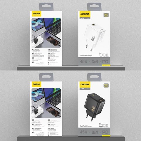 Ładowarka sieciowa Dudao A28 45W GaN USB-C - czarna Ładowarka sieciowa Dudao A28 45W GaN USB-C - czarna