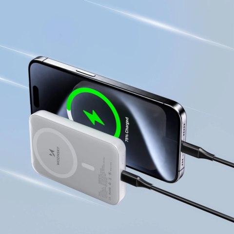 Powerbank magnetyczny Wozinsky WRW349YWS 10 000 mAh - biały Powerbank magnetyczny Wozinsky WRW349YWS 10 000 mAh - biały