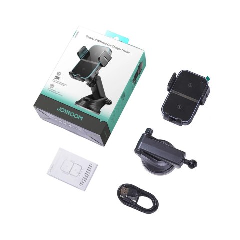 Uchwyt z ładowarką indukcyjną Joyroom JR-ZS246 S na deskę rozdzielczą - czarny Uchwyt z ładowarką indukcyjną Joyroom JR-ZS246 S na deskę rozdzielczą - czarny