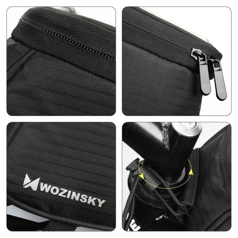 Wozinsky torba na telefon na ramę rowerową na ramę pokrowiec na telefon do 6,5 cala 1,5L czarny (WBB2BK)