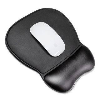 Ergonomiczna podkładka pod mysz i nadgarstek żelowa Eco skóra duża antypoślizgowa - czarna
