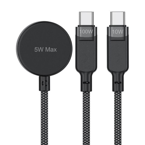 Kabel 3w1 Acefast C6-11 USB-C - 2x USB-C / Qi 480Mb/s 100W 1.2m - czarny Kabel 3w1 Acefast C6-11 USB-C - 2x USB-C / Qi 480Mb/s 100W 1.2m - czarny