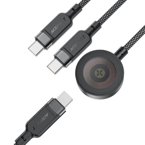 Kabel 3w1 Acefast C6-11 USB-C - 2x USB-C / Qi 480Mb/s 100W 1.2m - czarny Kabel 3w1 Acefast C6-11 USB-C - 2x USB-C / Qi 480Mb/s 100W 1.2m - czarny
