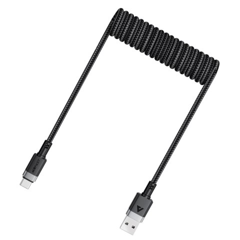 Kabel Acefast C14-04 USB-A - USB-C sprężynowy 480Mb/s 3A 1.2m - czarny