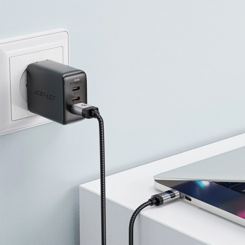 Kabel Acefast C15-04 USB-A - USB-C z wyświetlaczem 480Mb/s 66W 1.2m - czarny