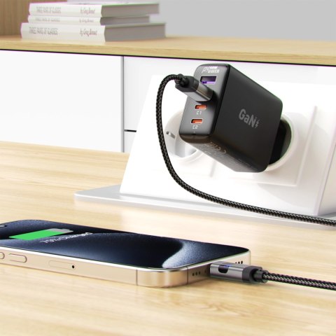 Kabel Acefast C15-04 USB-A - USB-C z wyświetlaczem 480Mb/s 66W 1.2m - czarny