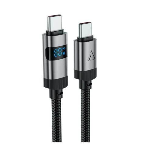 Kabel Acefast C15-04 USB-C - USB-C z wyświetlaczem 480Mb/s 66W 1.2m - czarny