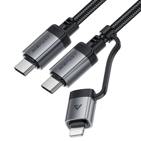 Kabel Acefast C20-01 USB-C - USB-C/Lightning 60W/30W 480Mb/s 3A 1.2m - czarny Kabel Acefast C20-01 USB-C - USB-C/Lightning 60W/30W 480Mb/s 3A 1.2m - czarny