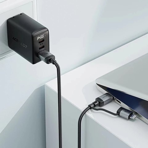 Kabel Acefast C20-01 USB-C - USB-C/Lightning 60W/30W 480Mb/s 3A 1.2m - czarny Kabel Acefast C20-01 USB-C - USB-C/Lightning 60W/30W 480Mb/s 3A 1.2m - czarny