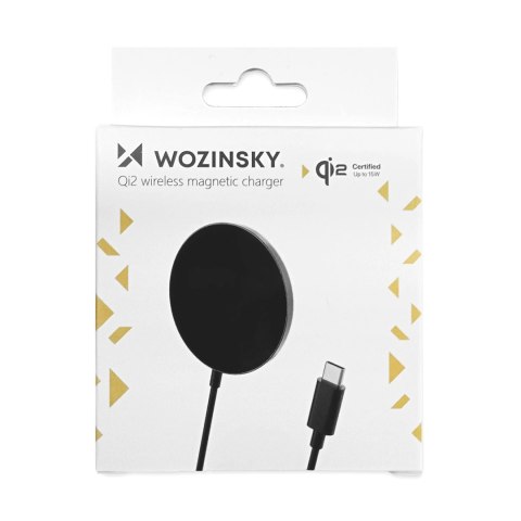 Ładowarka indukcyjna magnetyczna Wozinsky 15W bezprzewodowa Qi2 - czarna Ładowarka indukcyjna magnetyczna Wozinsky 15W bezprzewodowa Qi2 - czarna
