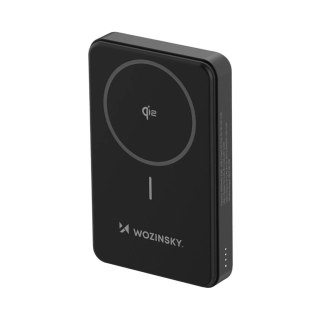 Powerbank Wozinsky WLWP-10KA0Y3S 22,5W PD Qi2 10000 mAh, z podstawką, 1x USB-A, 1x USB-C - czarny