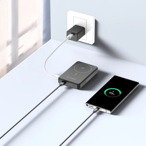 Powerbank Wozinsky WLWP-10KA0Y3S 22,5W PD Qi2 10000 mAh, z podstawką, 1x USB-A, 1x USB-C - czarny Powerbank Wozinsky WLWP-10KA0Y3S 22,5W PD Qi2 10000 mAh, z podstawką, 1x USB-A, 1x USB-C - czarny