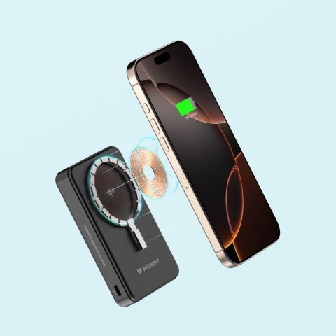 Powerbank Wozinsky WLWP-10KA0Y3S 22,5W PD Qi2 10000 mAh, z podstawką, 1x USB-A, 1x USB-C - czarny Powerbank Wozinsky WLWP-10KA0Y3S 22,5W PD Qi2 10000 mAh, z podstawką, 1x USB-A, 1x USB-C - czarny
