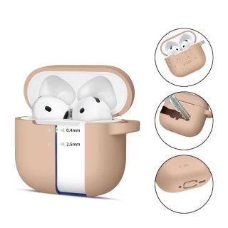 Etui Tech-Protect Silicone Hook na AirPods 4 - beżowe