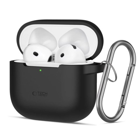 Etui Tech-Protect Silicone Hook na AirPods 4 - czarne Etui Tech-Protect Silicone Hook na AirPods 4 - czarne