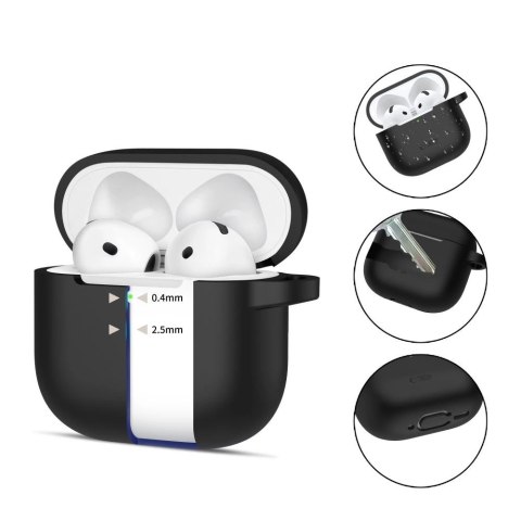 Etui Tech-Protect Silicone Hook na AirPods 4 - czarne Etui Tech-Protect Silicone Hook na AirPods 4 - czarne