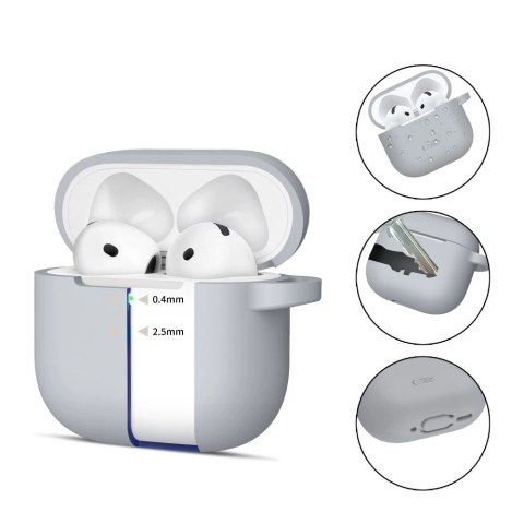 Etui Tech-Protect Silicone Hook na AirPods 4 - szare Etui Tech-Protect Silicone Hook na AirPods 4 - szare
