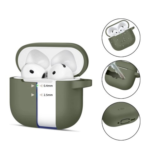 Etui Tech-Protect Silicone Hook na AirPods 4 - zielone Etui Tech-Protect Silicone Hook na AirPods 4 - zielone