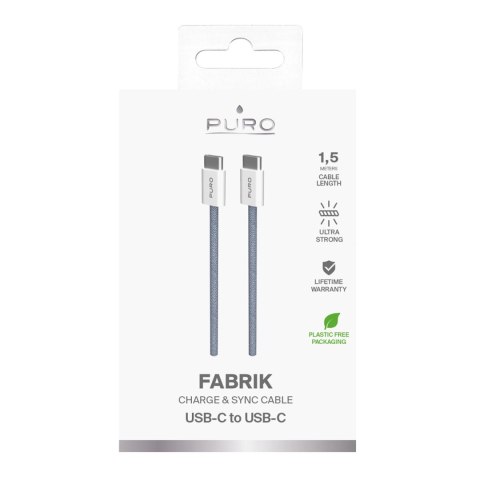 Kabel Puro Fabrik 60W USB-C - USB-C 1,5m - niebieski Kabel Puro Fabrik 60W USB-C - USB-C 1,5m - niebieski
