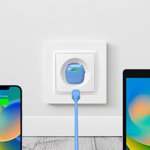 Ładowarka sieciowa Puro 20W GaN USB-C - niebieska Ładowarka sieciowa Puro 20W GaN USB-C - niebieska