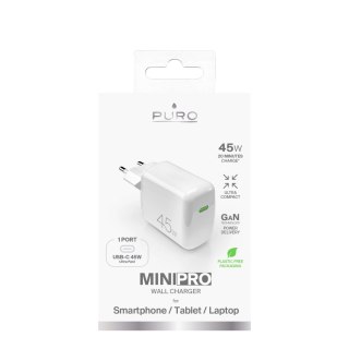 Ładowarka sieciowa Puro Super Mini 45W PD GaN USB-C - biała