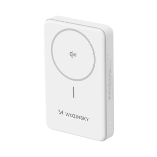Powerbank Wozinsky WLWP-10KA0Y3WS 22,5W PD Qi2 10000 mAh, z podstawką, 1x USB-A, 1x USB-C - biały