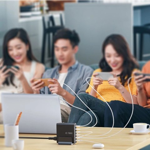 Stacja ładująca Tech-protect DC80W-GAN 6-PORT PD80W/QC3.0 - czarne