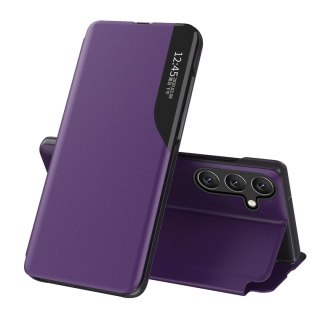 Etui Eco Leather View Case elegancki futerał z klapką i funkcją podstawki na Samsung Galaxy A56 - fioletowe
