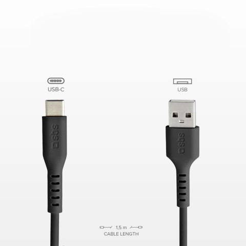 Kabel SBS TECABLEMICROC15K USB-A - USB-C 1,5m - czarny Kabel SBS TECABLEMICROC15K USB-A - USB-C 1,5m - czarny