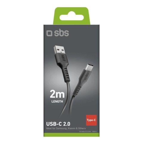 Kabel SBS TECABLETC220K USB-A - USB-C 2 m - czarny Kabel SBS TECABLETC220K USB-A - USB-C 2 m - czarny