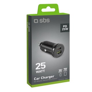 Ładowarka samochodowa SBS TECRPD25W 25W USB-A USB-C z Power Delivery - czarna