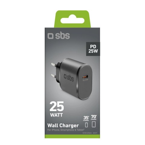 Ładowarka sieciowa SBS TETR1CPD25 25W USB-C z Power Delivery - czarna Ładowarka sieciowa SBS TETR1CPD25 25W USB-C z Power Delivery - czarna