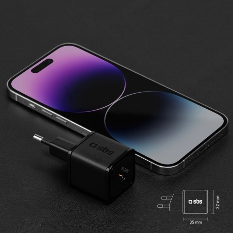 Ładowarka sieciowa SBS TETRGAN1C20K 20W GaN USB-C z Power Delivery - czarna