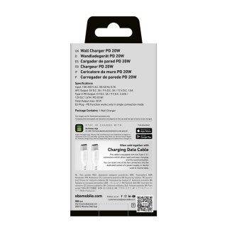 Ładowarka sieciowa SBS TETRPD20W 20W USB-A USB-C z Power Delivery - biała