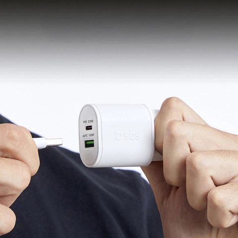 Ładowarka sieciowa SBS TETRPD20W 20W USB-A USB-C z Power Delivery - biała