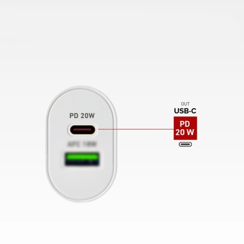 Ładowarka sieciowa SBS TETRPD20W 20W USB-A USB-C z Power Delivery - biała