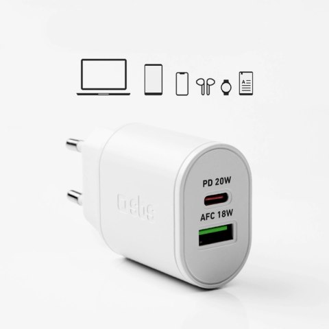 Ładowarka sieciowa SBS TETRPD20W 20W USB-A USB-C z Power Delivery - biała