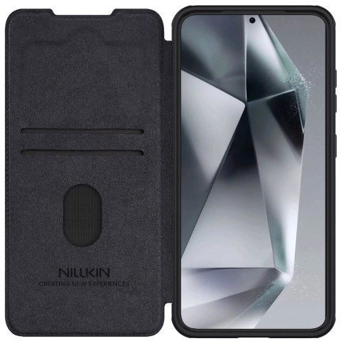Etui Nillkin Qin Pro na Samsung Galaxy S25+ z klapką i osłoną aparatu - czarne