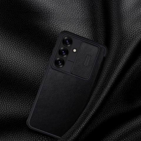 Etui Nillkin Qin Pro na Samsung Galaxy S25+ z klapką i osłoną aparatu - czarne