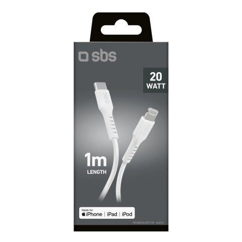 Kabel SBS TECABLELIGTC1W USB-C - Lightning z certyfikatem MFi, 1m - biały