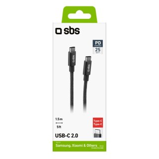 Kabel SBS TECABLETCC20BK USB-C - USB-C 25W Power Delivery 1,5m - szary