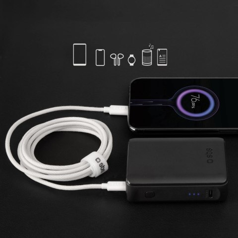 Kabel SBS TECABLETISSUETCCG USB-C - USB-C 1,5m 60W w oplocie - szary Kabel SBS TECABLETISSUETCCG USB-C - USB-C 1,5m 60W w oplocie - szary
