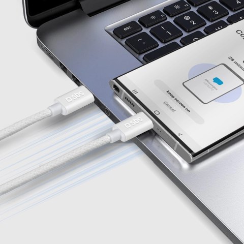 Kabel SBS TECABLETISSUETCCG USB-C - USB-C 1,5m 60W w oplocie - szary Kabel SBS TECABLETISSUETCCG USB-C - USB-C 1,5m 60W w oplocie - szary