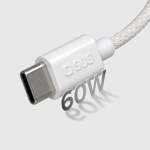 Kabel SBS TECABLETISSUETCCG USB-C - USB-C 1,5m 60W w oplocie - szary Kabel SBS TECABLETISSUETCCG USB-C - USB-C 1,5m 60W w oplocie - szary